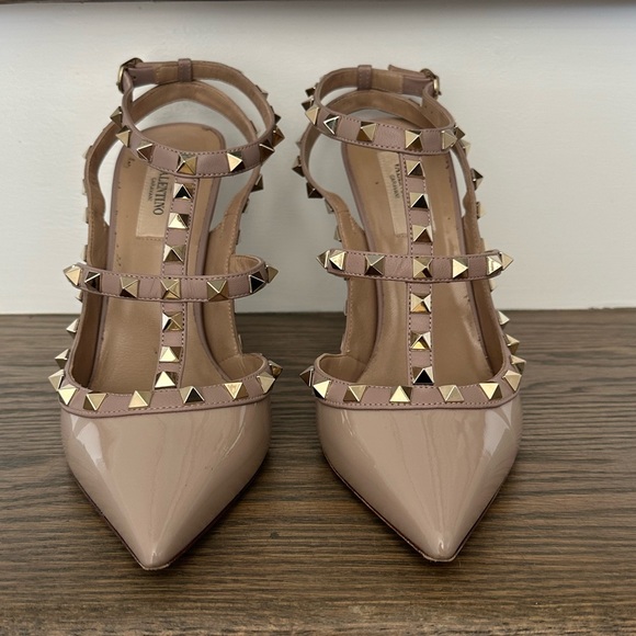 Valentino Patent Rockstud Caged Pumps 100 MM, Poudre - Picture 3 of 15